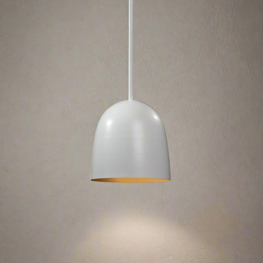 White pendant light for kitchen island