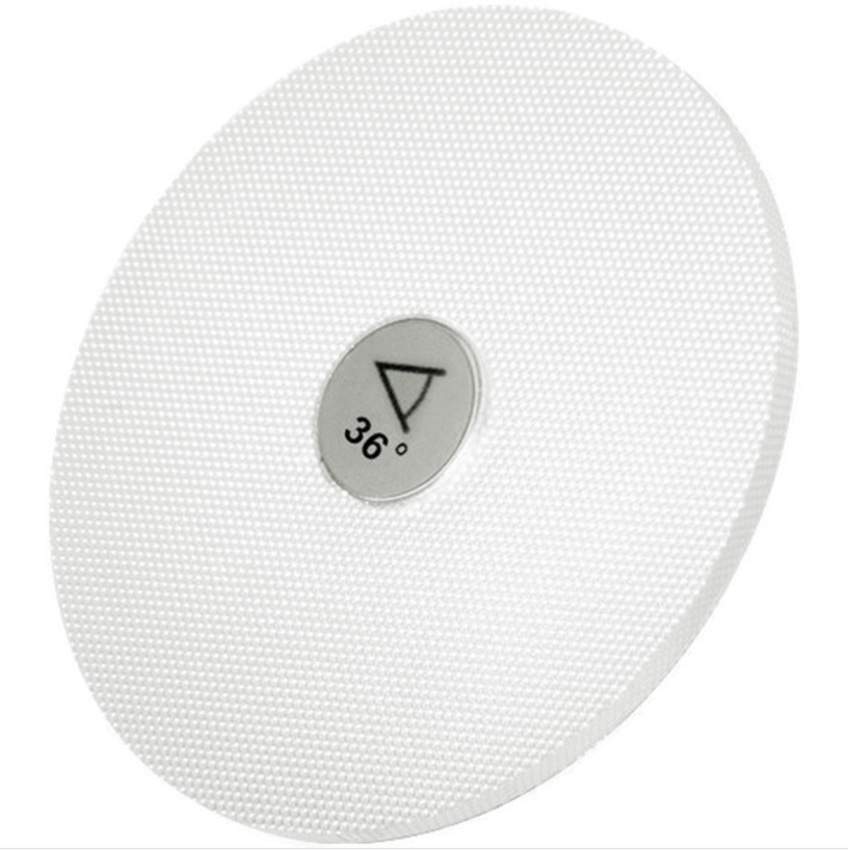 Round white filter with a silver center and '36' marking on a white background