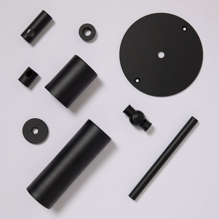 Flat black powdercoat finish sample