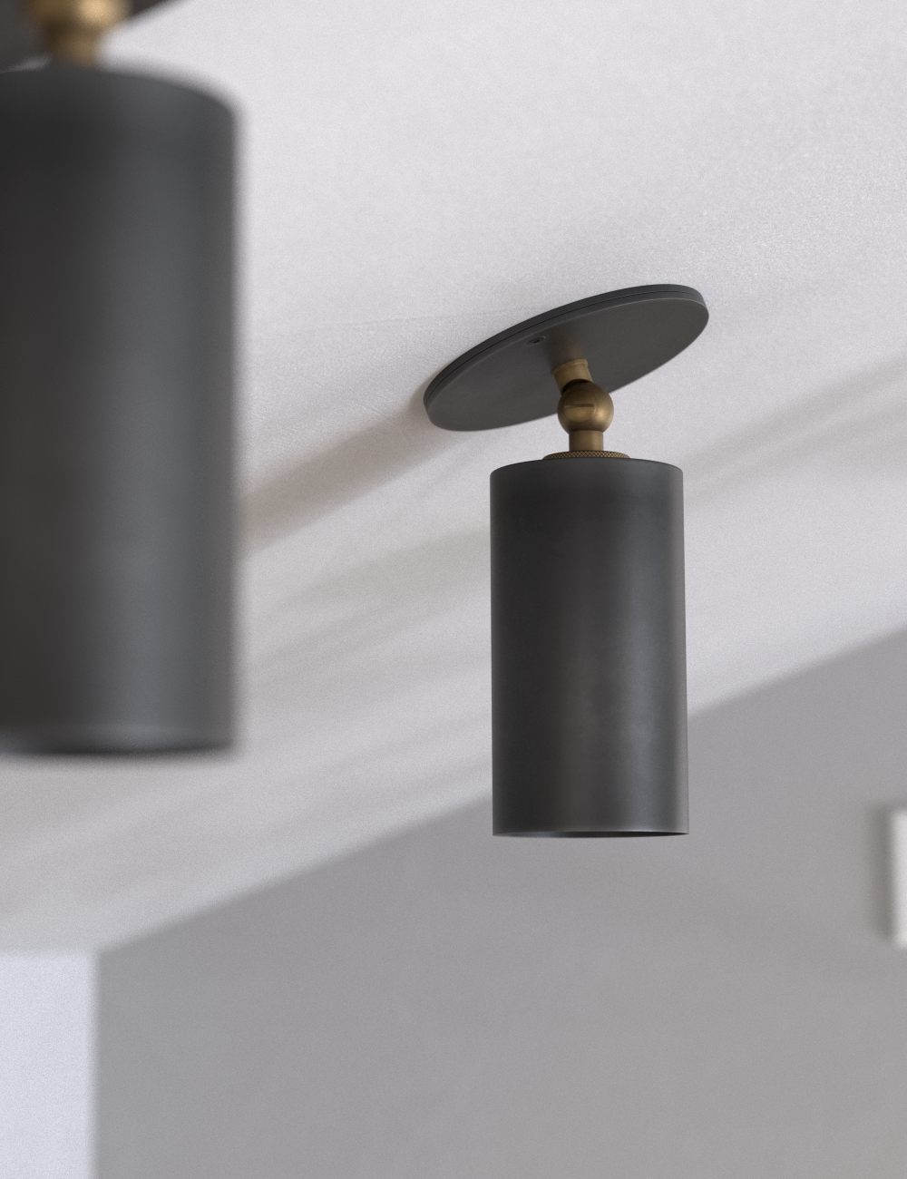 On the slope — mounted on a vaulted ceiling